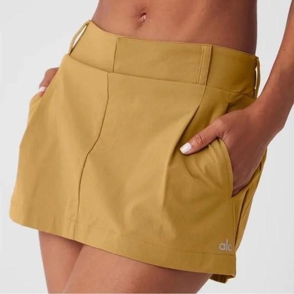 ALO Yoga Dresses & Skirts - ALO YOGA  Fan Club Mini Skirt - Golden Olive Branch